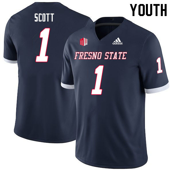 Youth #1 Raymond Scott Fresno State Bulldogs College Football Jerseys Sale-Navy